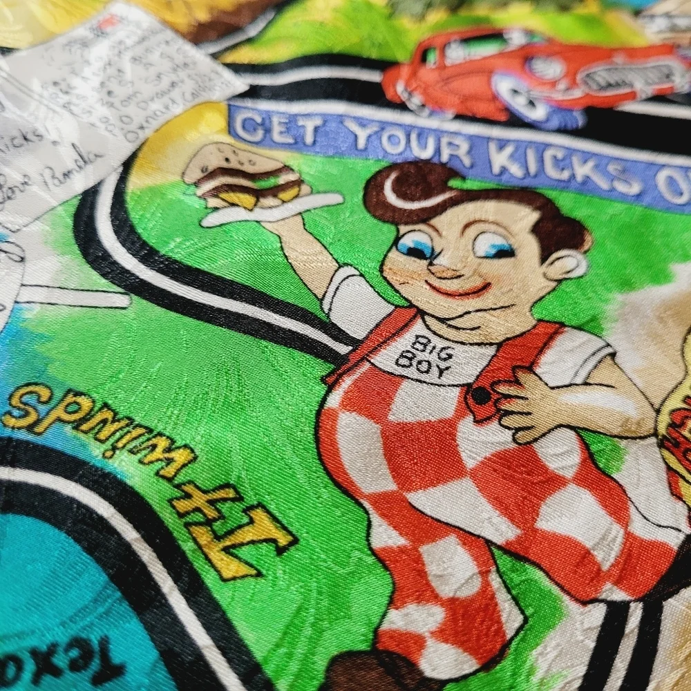 Ultra Rare Nicole Miller Route 66 oversized Silk Scarf Vintage 1991 - Picture 5 of 12